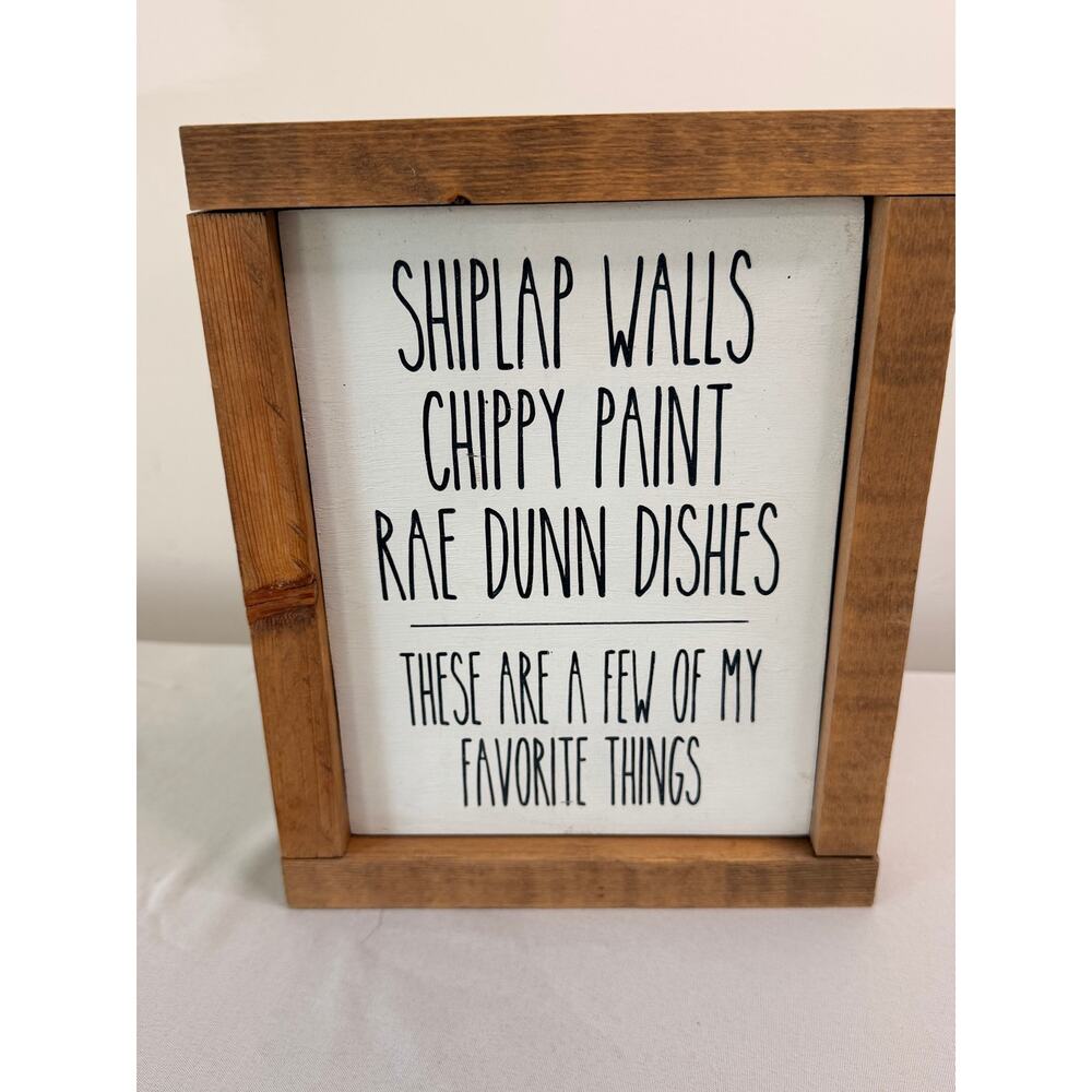 Rae Dunn Farmhouse Wood Framed Sign Shiplap Walls Chippy Paint Rustic